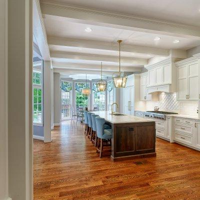 kitchen with paneled ceiling and sunny breakfast nook